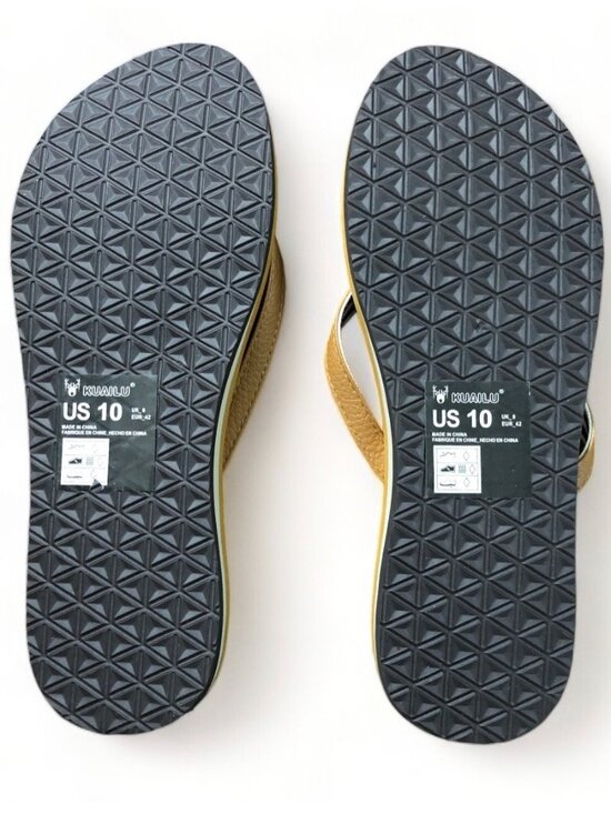 Kuailu Women's Flip Flops Size 10 Comfortable Brown Sandals Durable Stylish, New - Picture 5 of 7